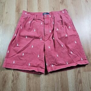 Vintage Polo Ralph Lauren‎ Shorts Men's Tyler All Over Pony Print Pink Size 34